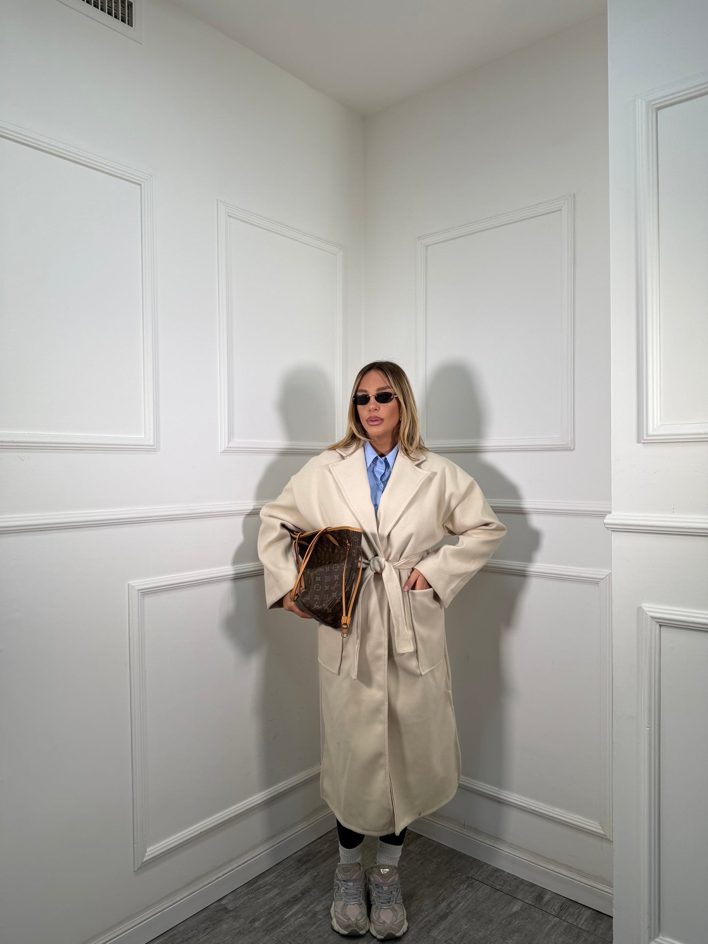 Cappotto in panno Bruxelles panna 22623