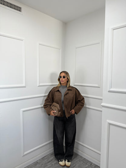 Bomber eco camoscio Web marrone 25083