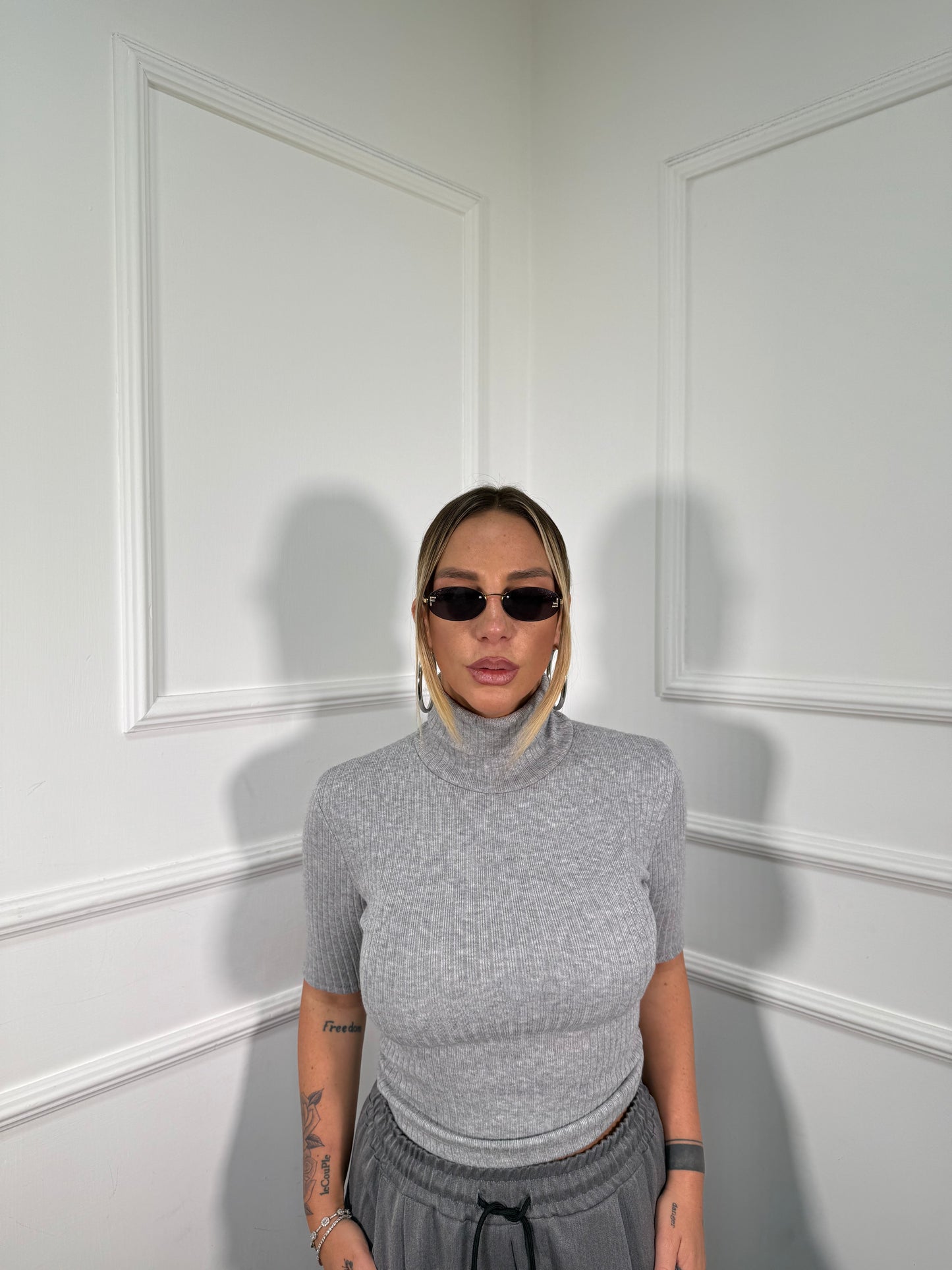 Maglioncino costine collo alto Work grigio 5257