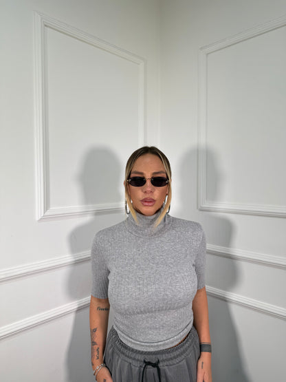 Maglioncino costine collo alto Work grigio 5257