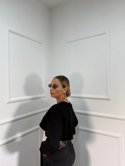 Shirt crop con canotta nero 5504