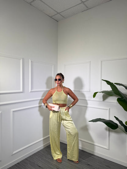 Pantaloni palazzo in satin Must Have giallo 24205
