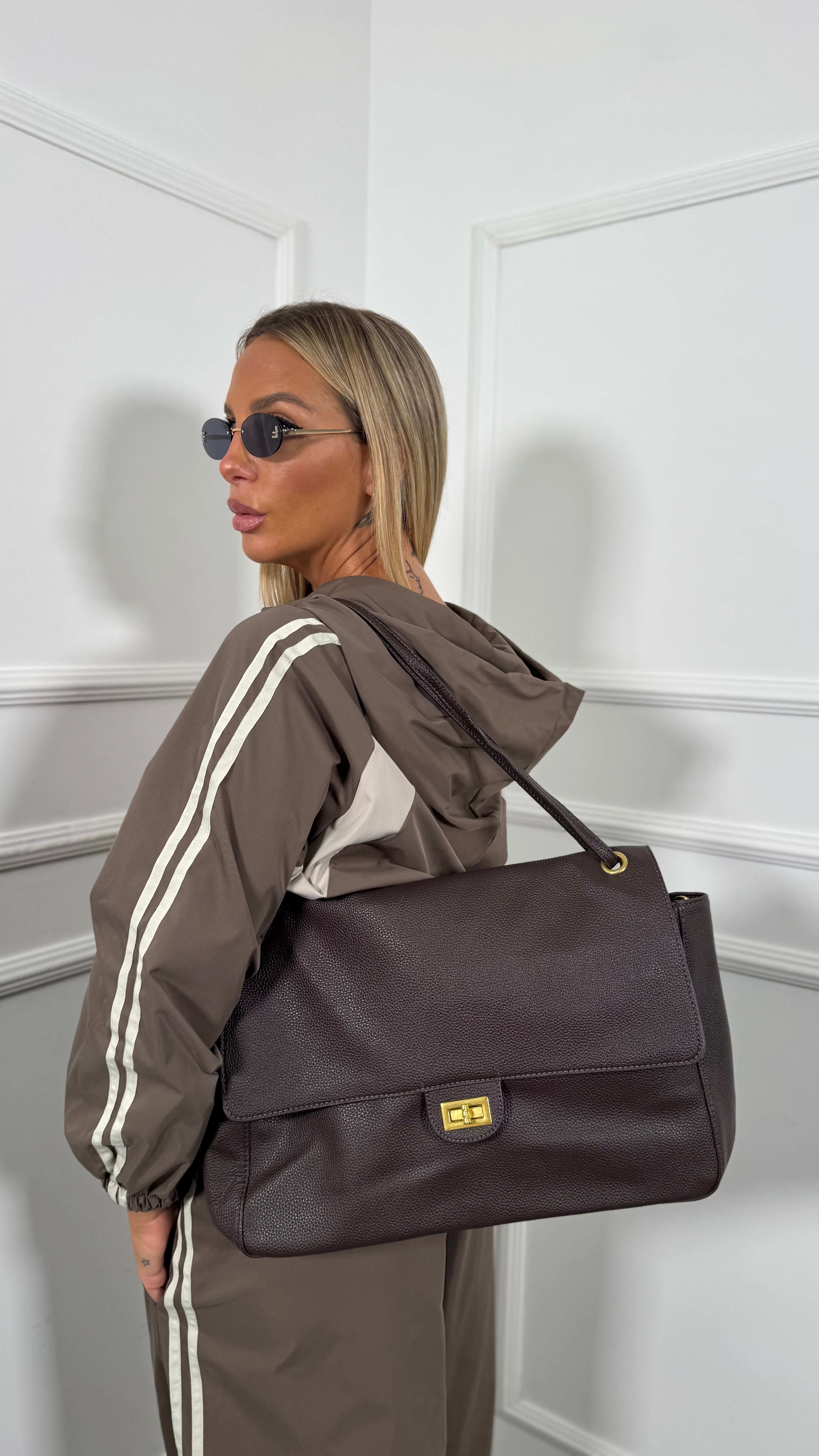 Borsa maxi ecopelle cioccolato 2389