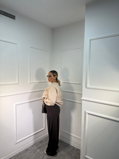 Pantaloni palazzo in lycra Joia cioccolato 0028