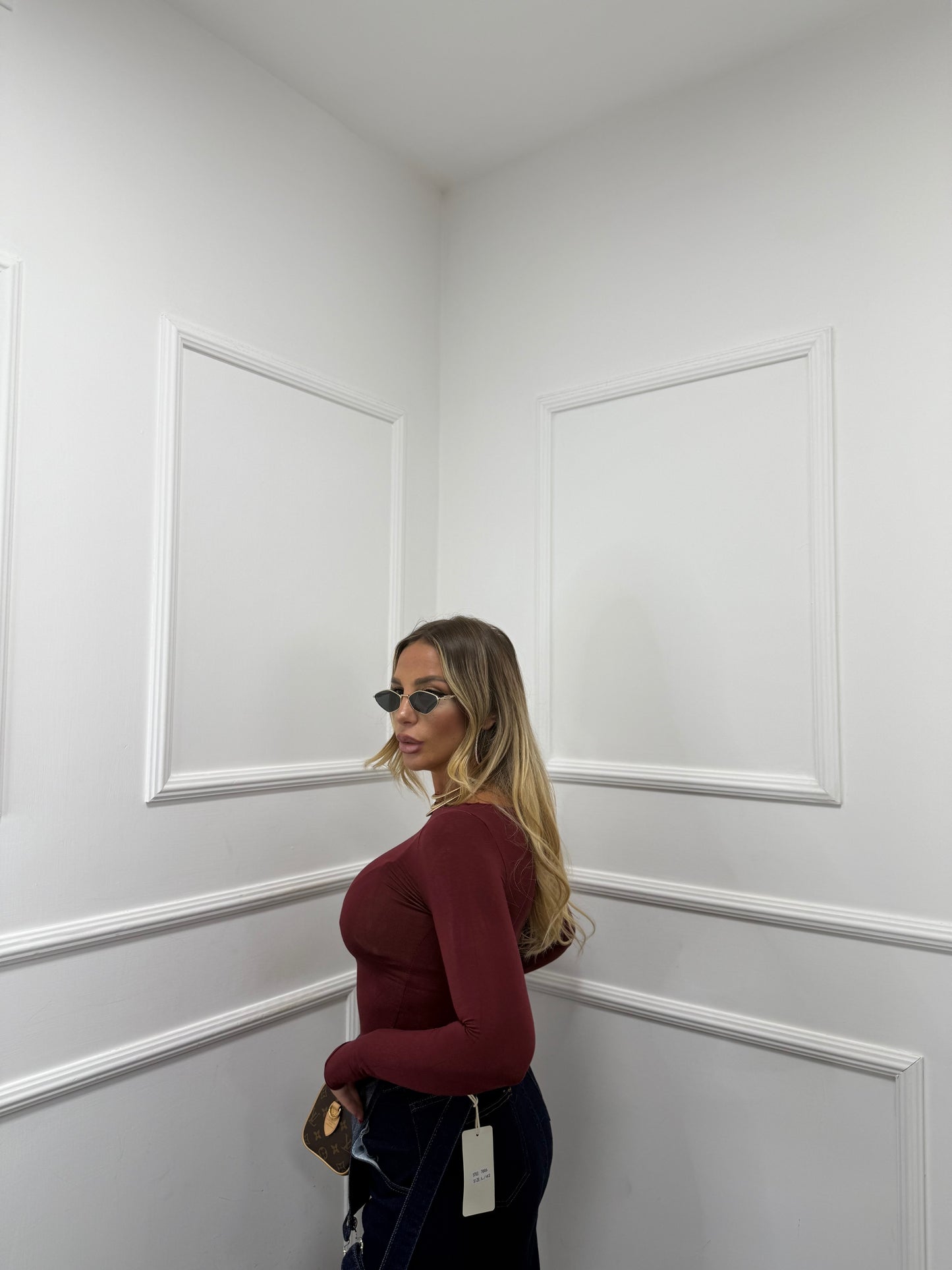 Body semi velato taglio vivo bordeaux 0399