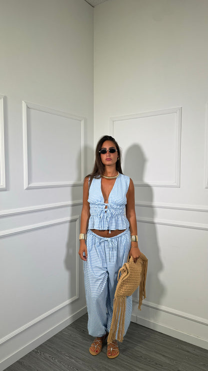Coordinato a quadretti azzurro 14137