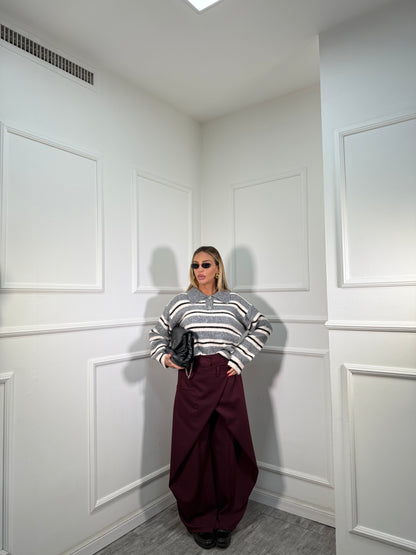 Pantaloni balloon doppio bustino asimmetrico Tokyo borgogna nf9251