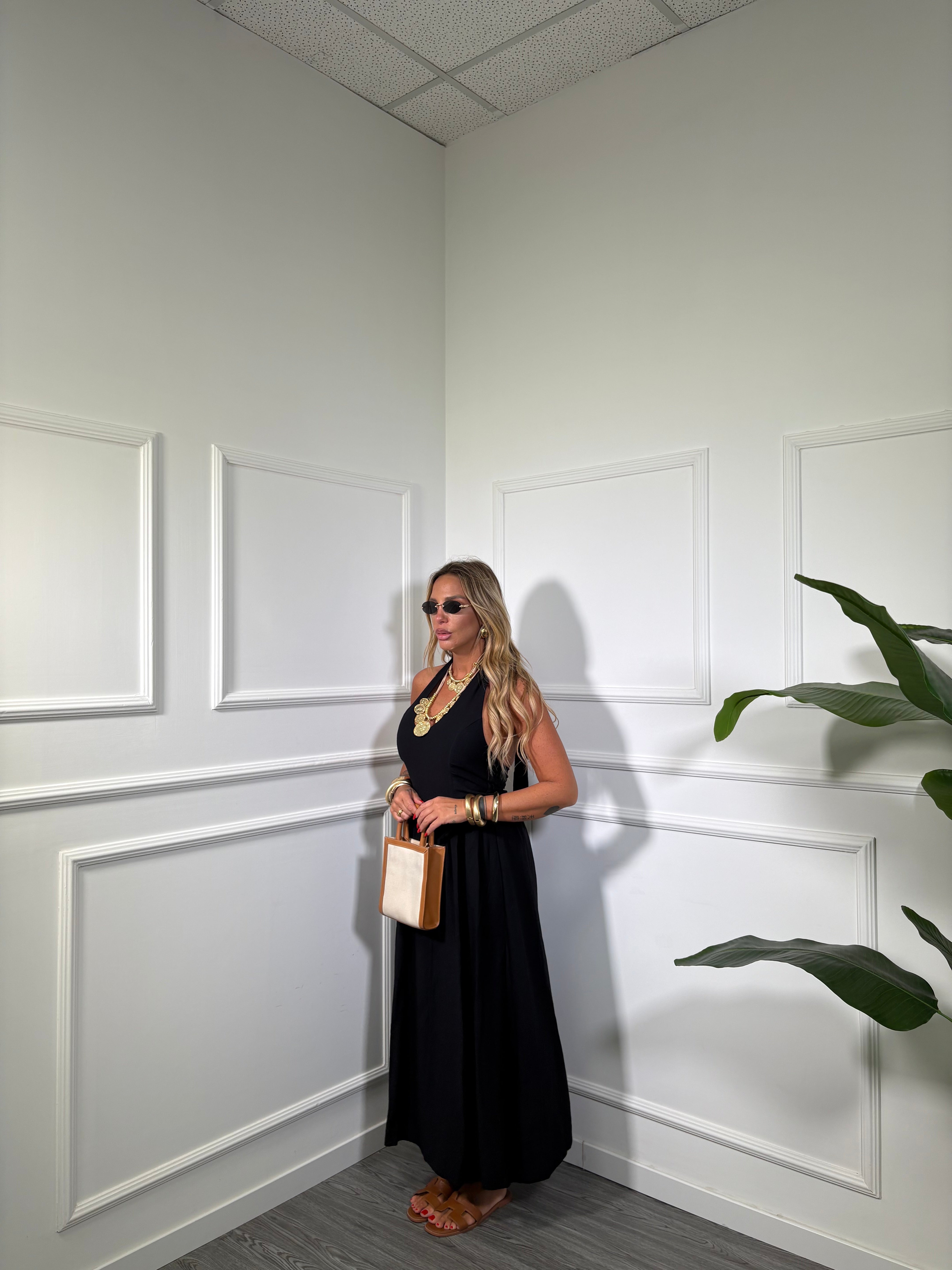 Abito midi a campana Sandy nero 58185
