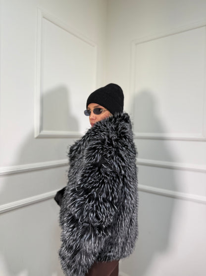 Ecofur con inserti in ecopelle Alaska nero l8010