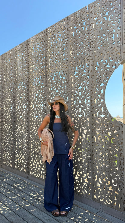 Coordinato in denim Darsha lavaggio scuro 66088