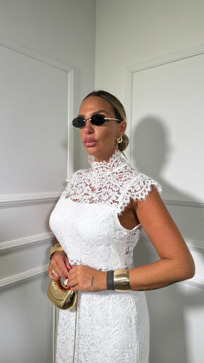 Abito midi in pizzo (curvy) Lady bianco hp9856d