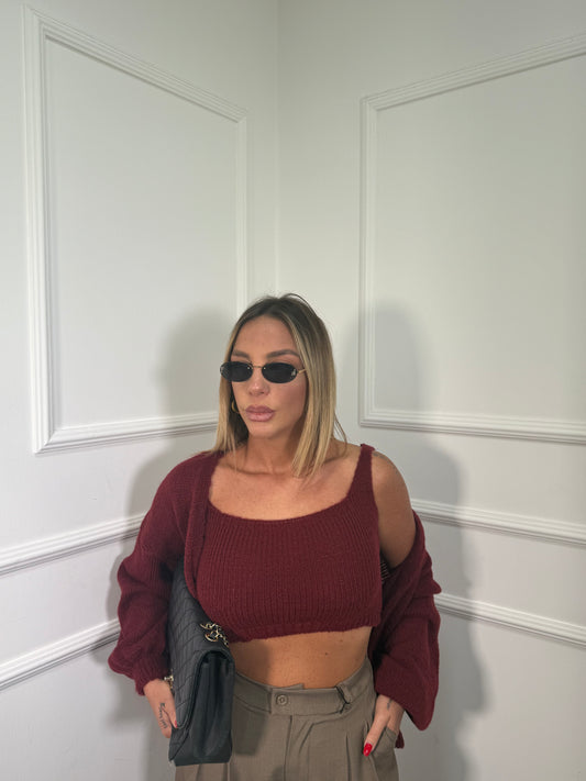 Twin set in lana cotta Bunny bordeaux