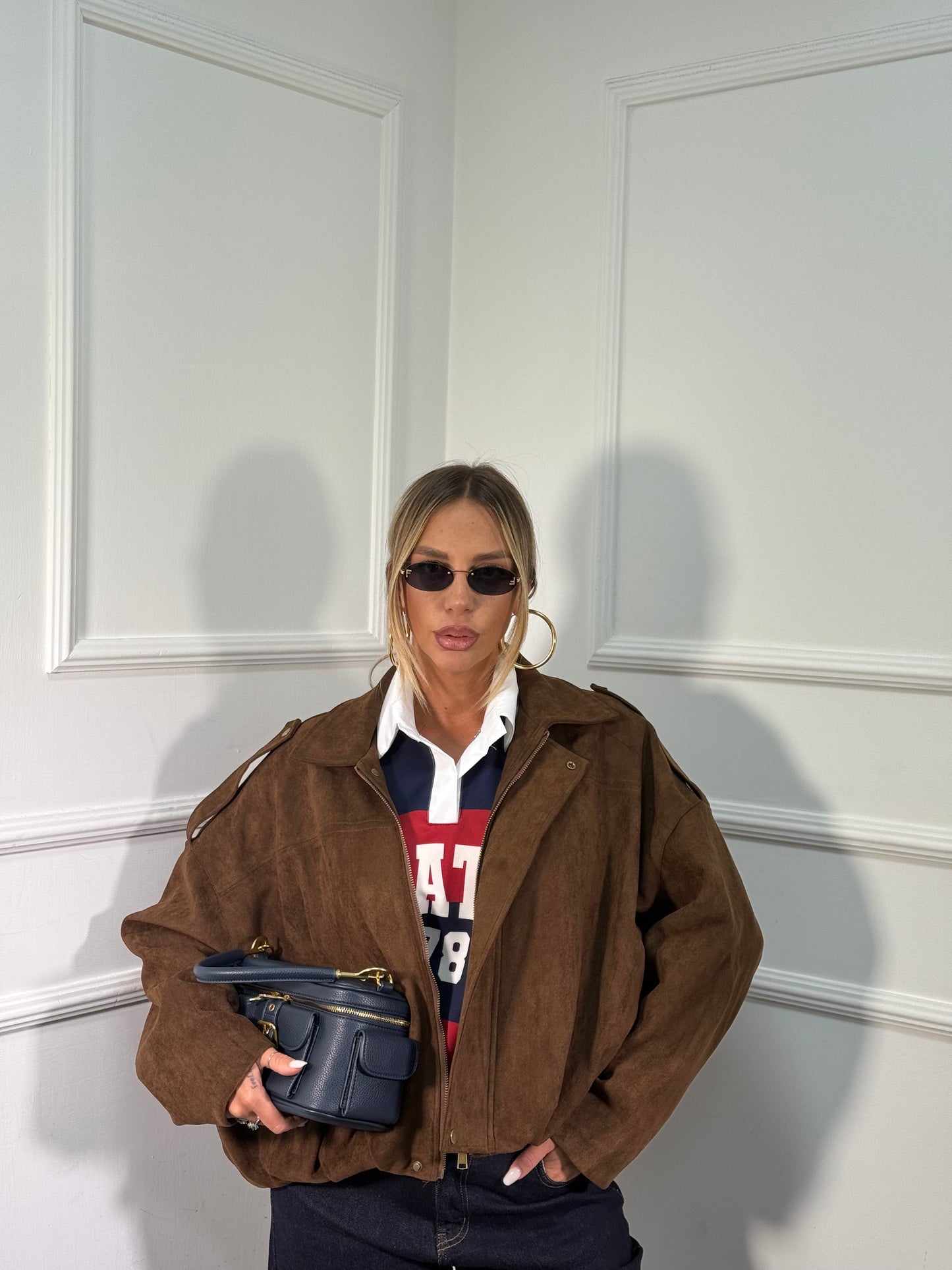 Bomber eco camoscio oversize Influencer marrone