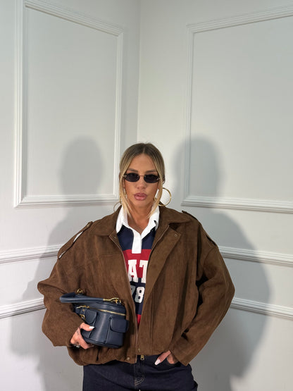 Bomber eco camoscio oversize Influencer marrone