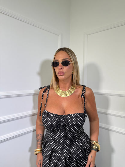 Abito midi pois (CURVY) nero in985604