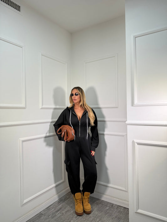 Jumpsuit in felpa Ariana nera 9585