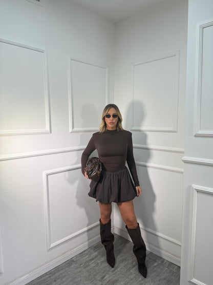 Abito in lycra a palloncino Anya cioccolato 13406