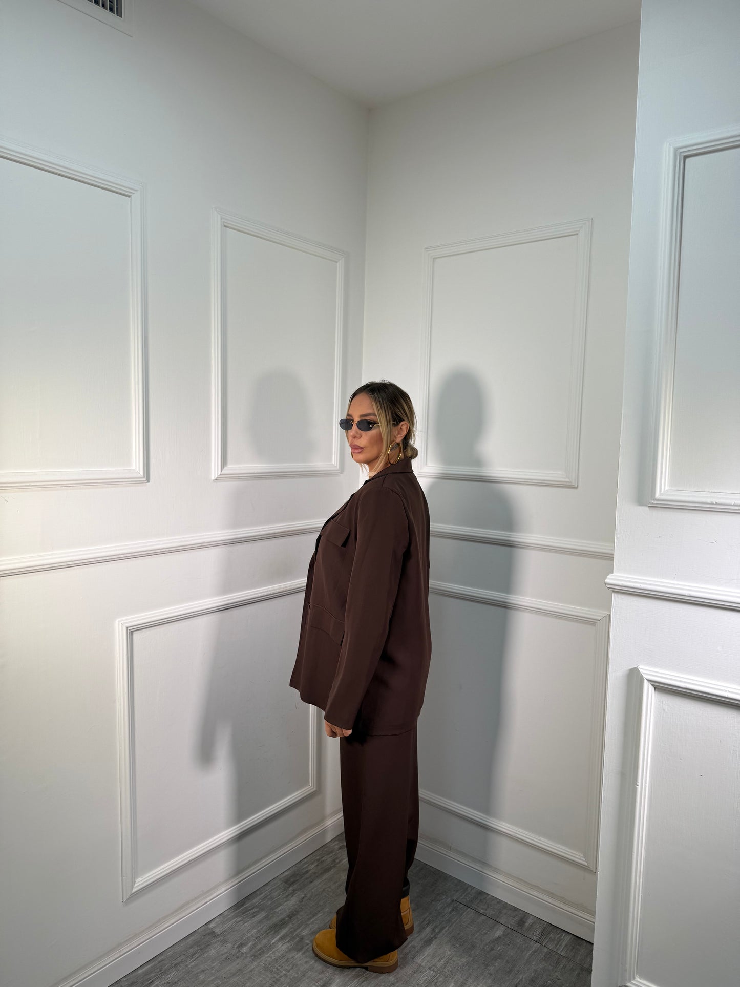 Tailleur balloon Eva cioccolato 4080