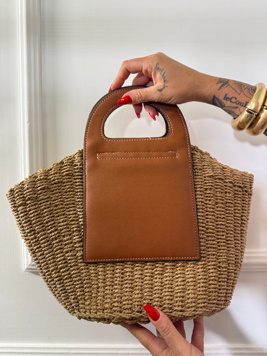 Borsa in paglia e cuoio