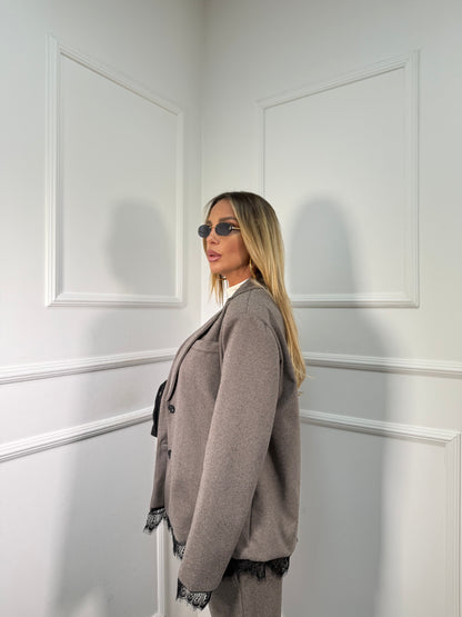 Tailleur spigato in flanella con pizzo Parisienne 86329