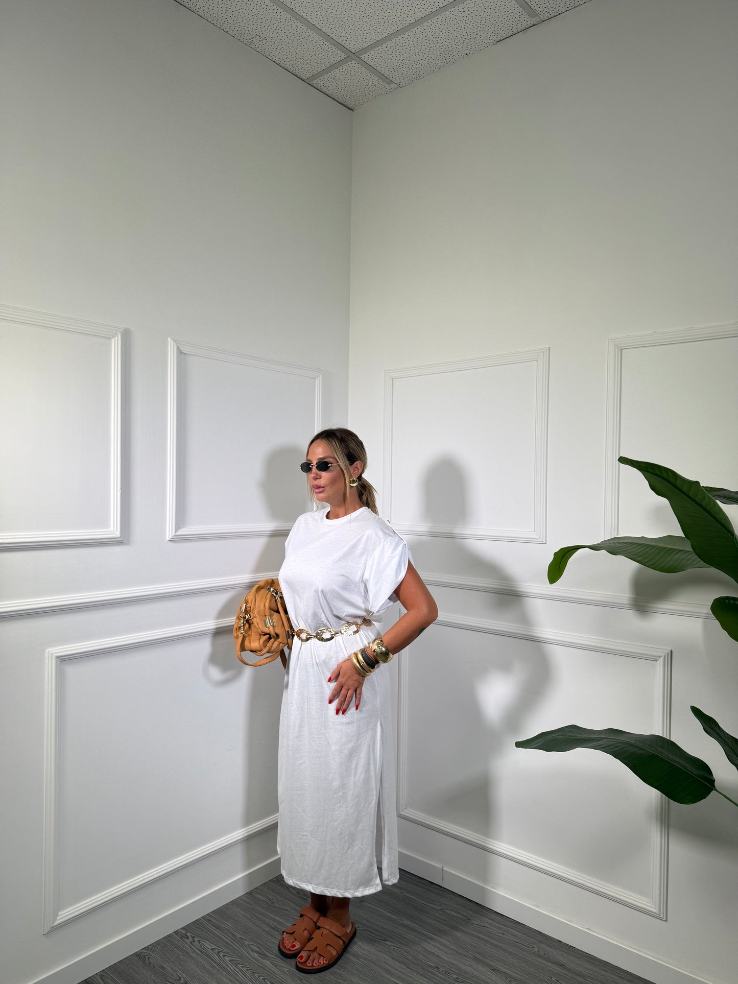 Abito midi in cotone Kisha bianco