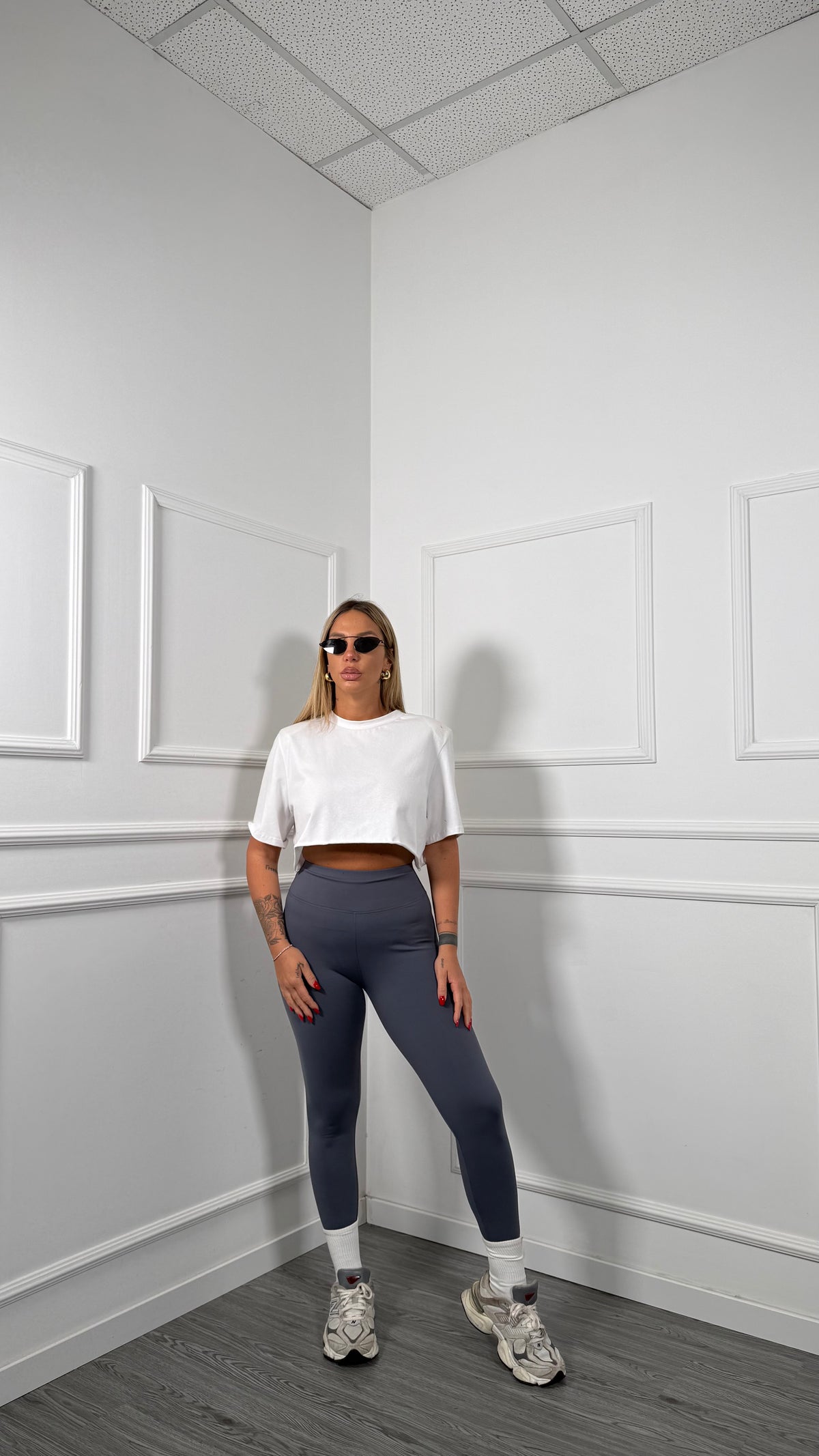 Leggins con ghette contenitivo grigio antracite