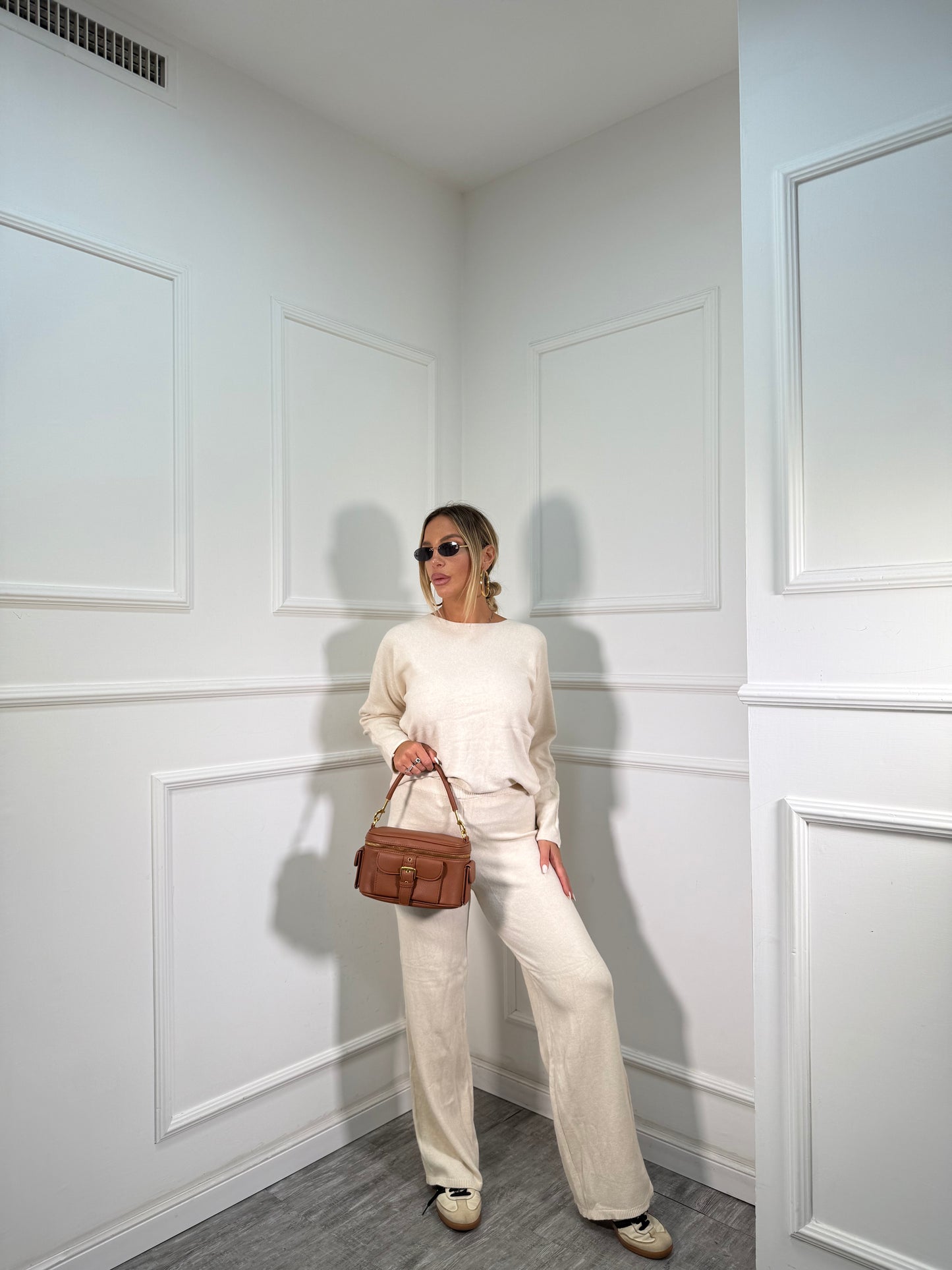 Coordinato in lana rasata Daily panna 0810