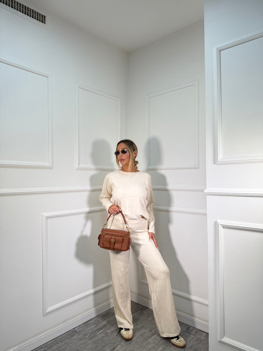 Coordinato in lana rasata Daily panna 0810