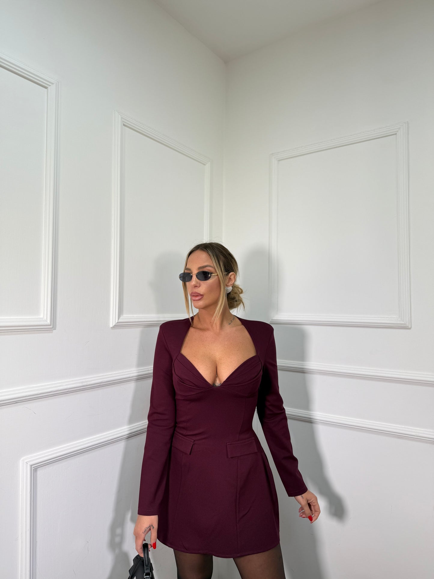 Abito svasato Camila borgogna 43907