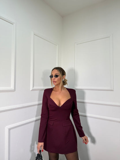 Abito svasato Camila borgogna 43907