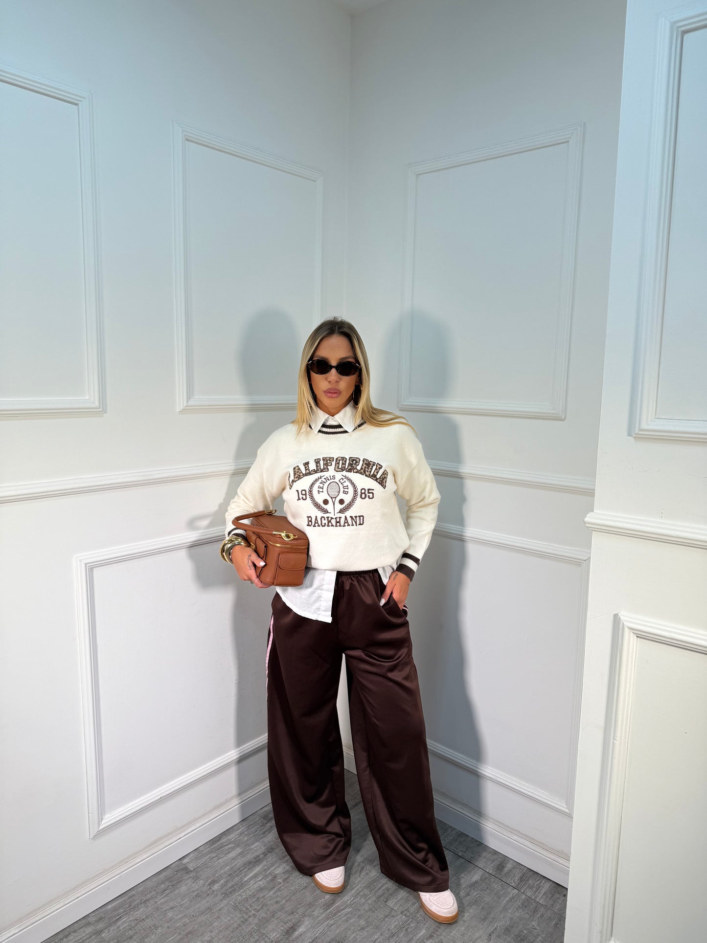 Pantatuta palazzo banda laterale Travel cacao/rosa 96052