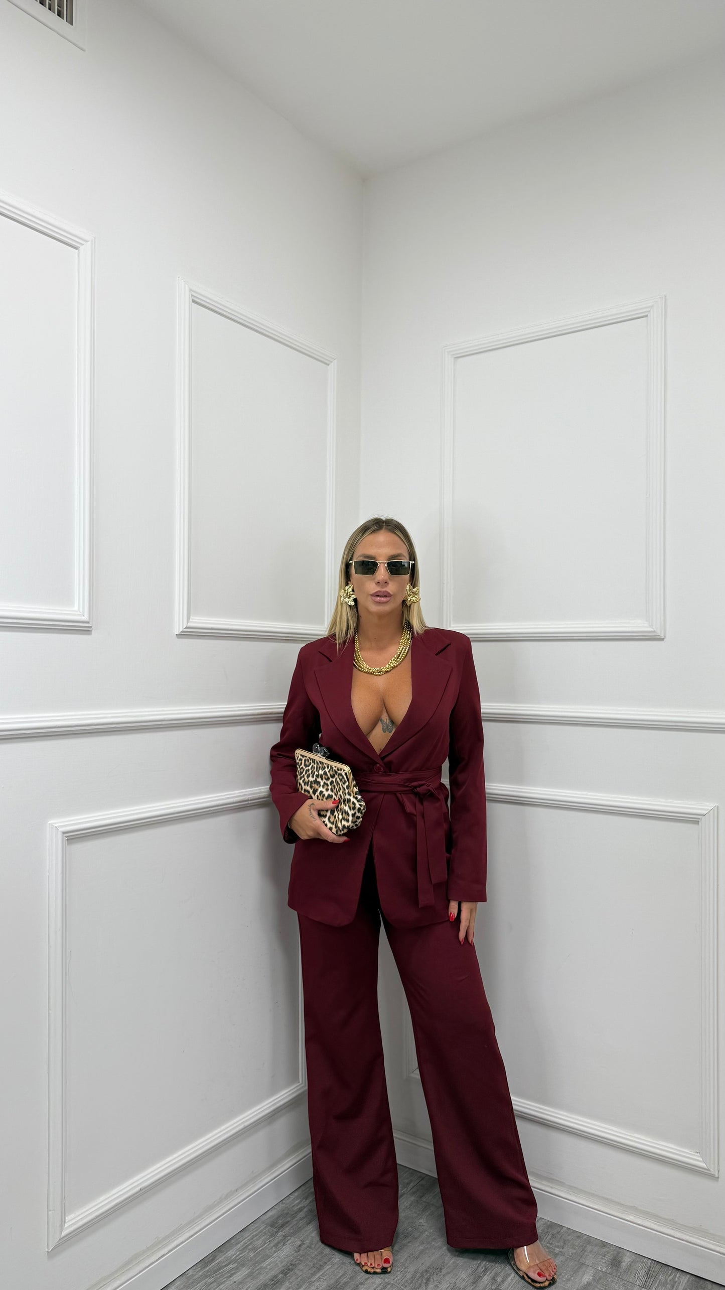 Tailleur con fusciacca Venice bordeaux 8576