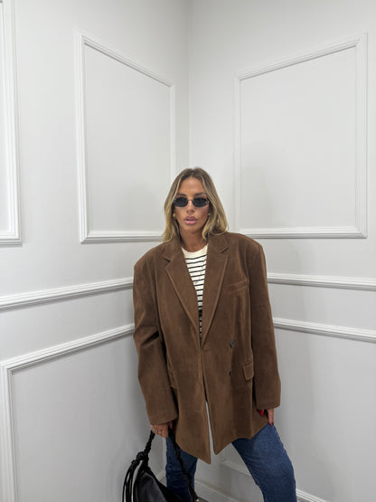 Blazer oversize eco camoscio Ambra marrone 240338 by lumina