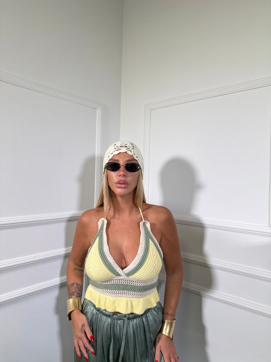 Top uncinetto Playa giallo 22339