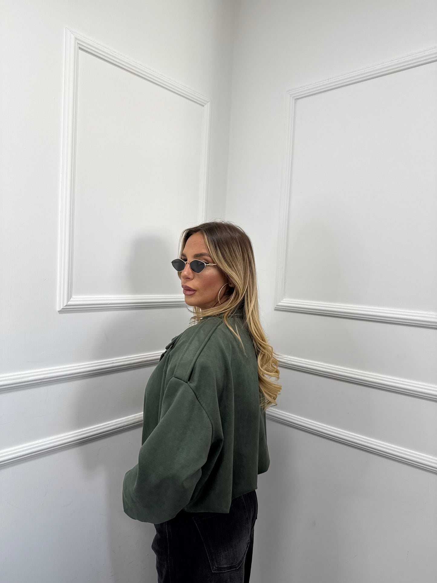 Bomber eco camoscio Web verde militare 25083