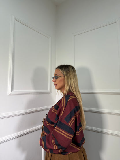 Felpa a righe in pile Barneys bordeaux/blu m60636