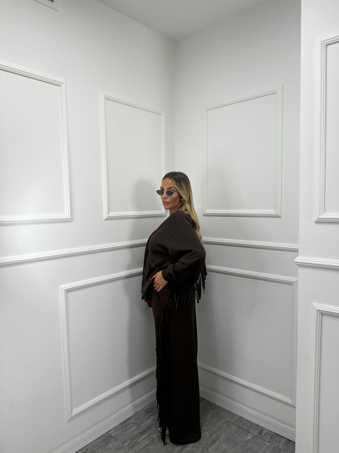 Coordinato frange Jacqueline cioccolato by lumina ld3424