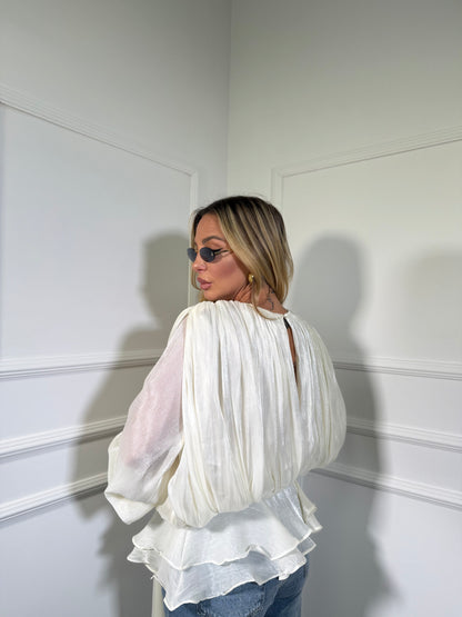 Blusa in chiffon Madame champagne y05