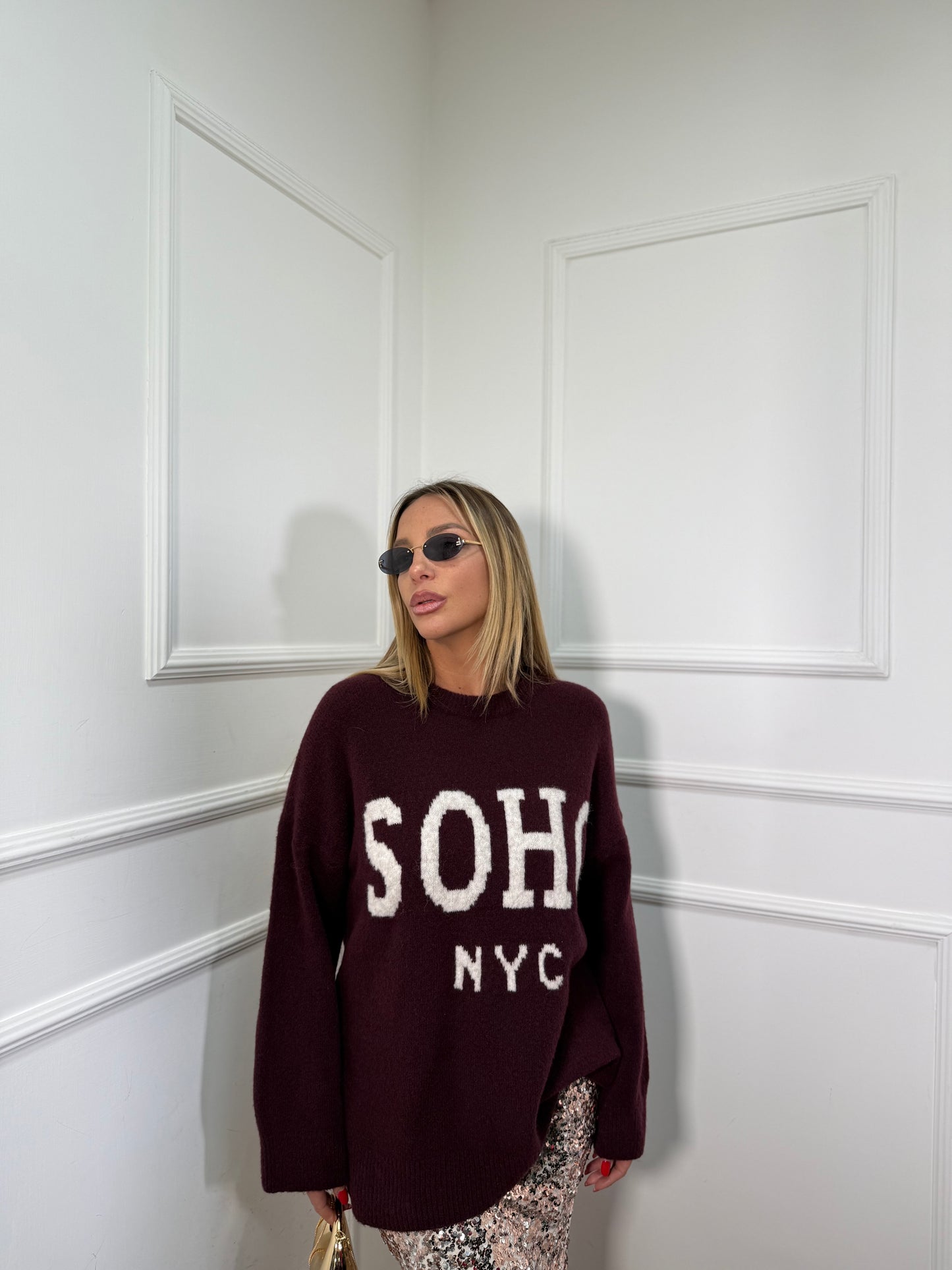 Maxi pullover Soho vinaccia 30028