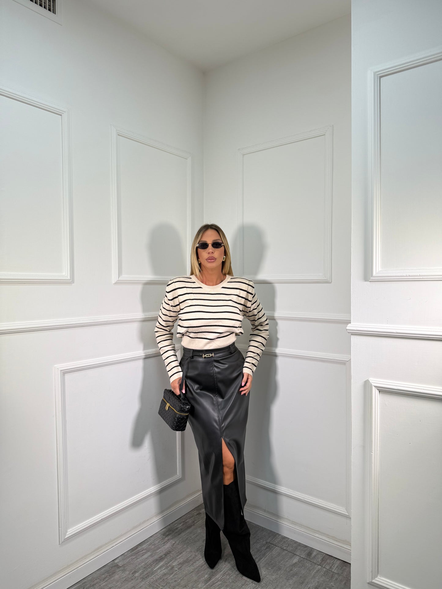 Longuette in ecopelle con cinturino Eclipse nera 005041