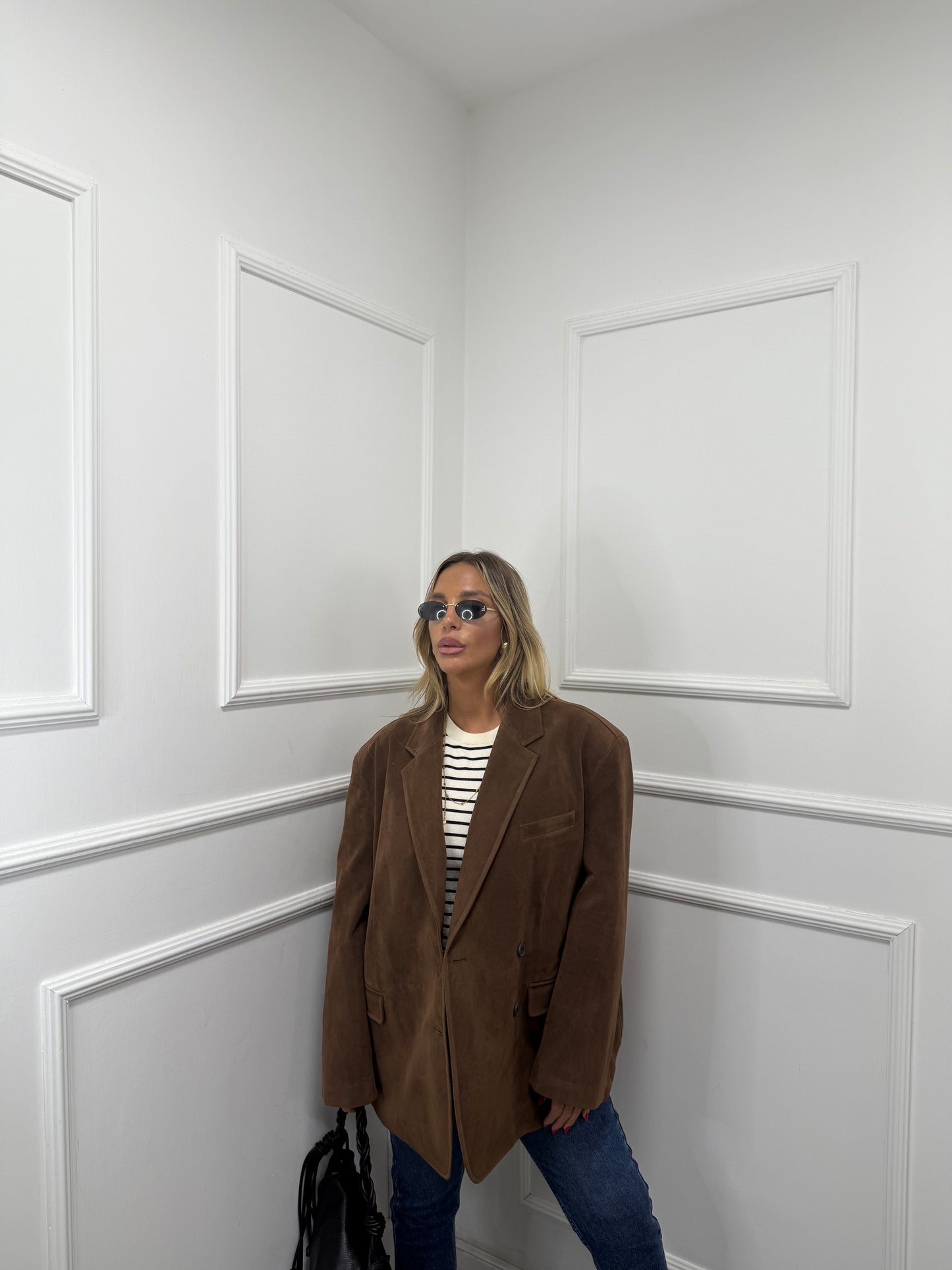 Blazer oversize eco camoscio Ambra marrone 240338 by lumina
