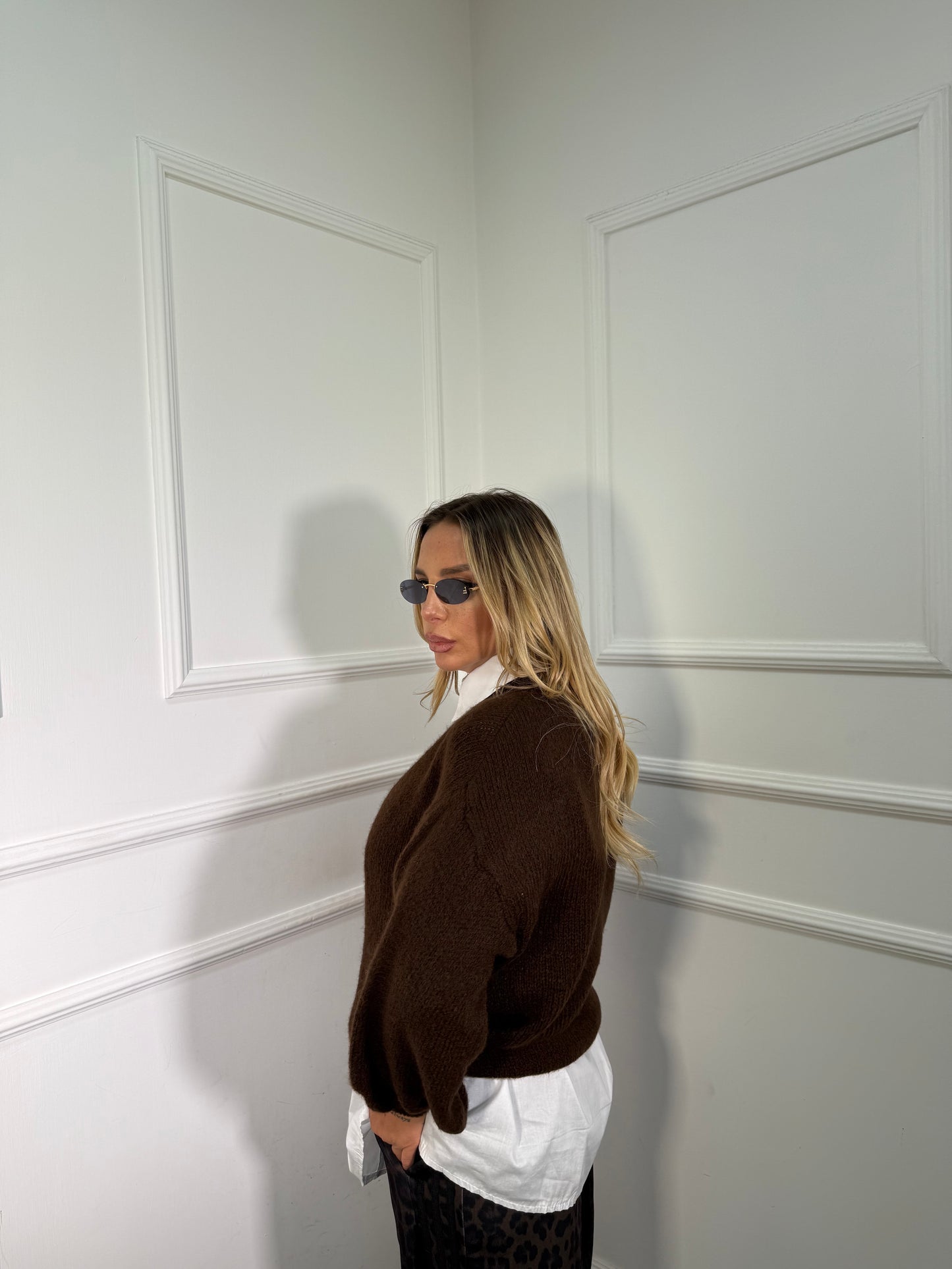 Pullover lana cotta Marshmallow cioccolato a2412