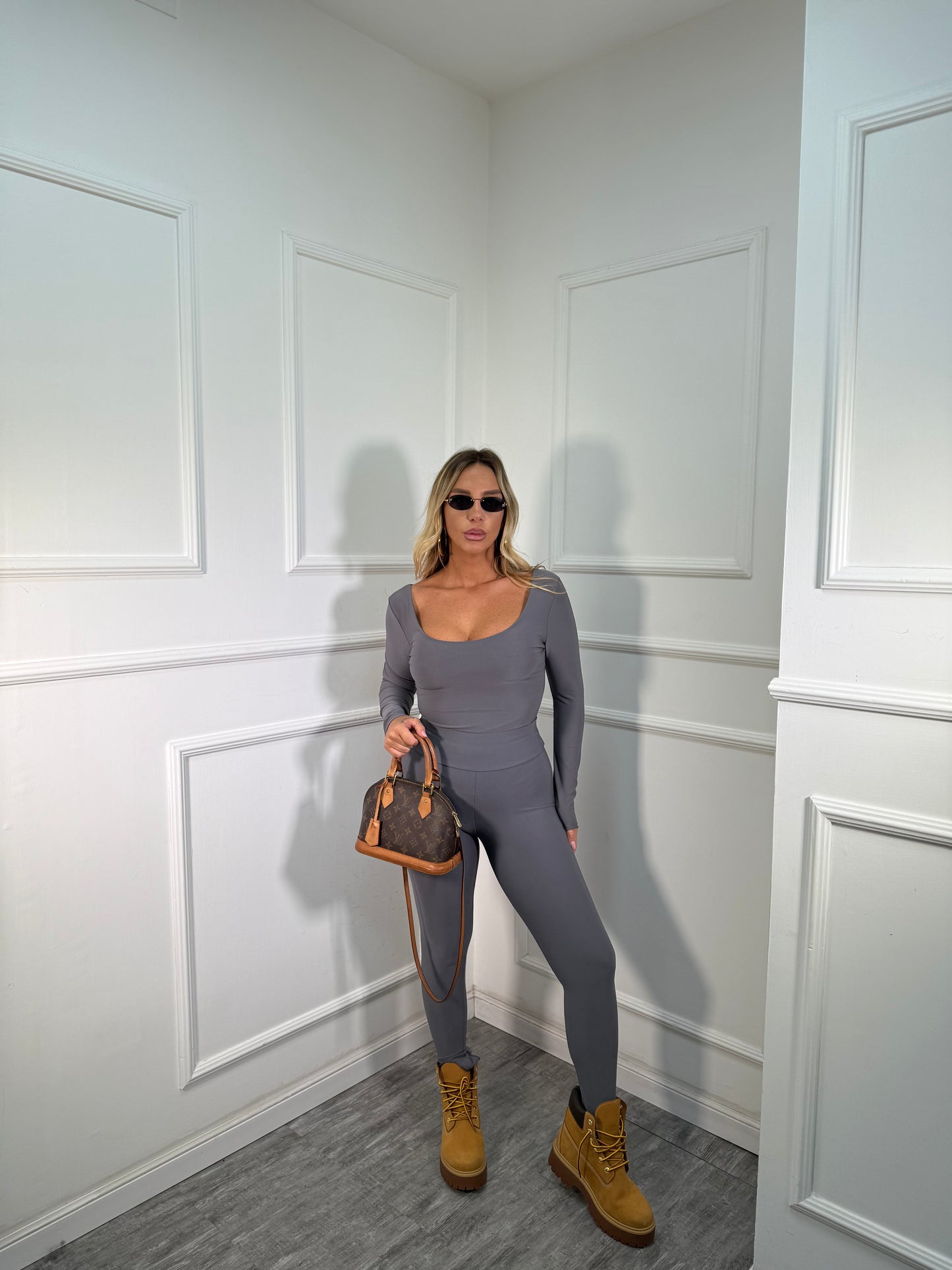 Coordinato in lycra con body Bond Street grigio 5660