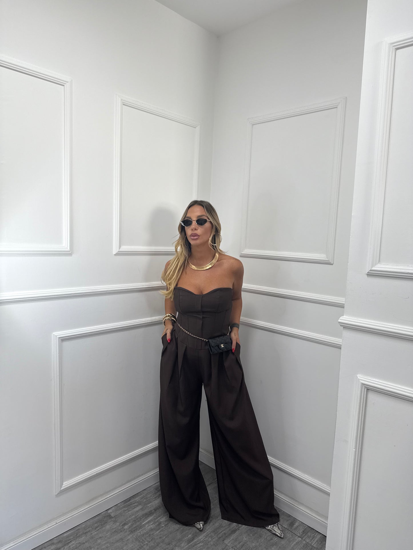 Jumpsuit palazzo Carrie cioccolato my58383