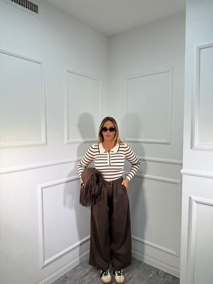 Pantaloni palazzo 7/8 Cathy cioccolato by justwest 26100p