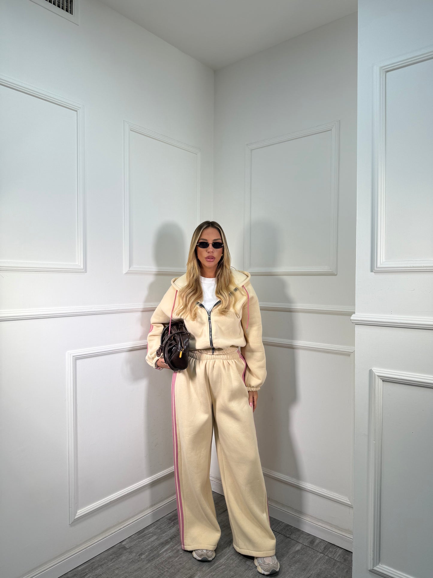 Coordinato in tuta Again panna/rosa 22648