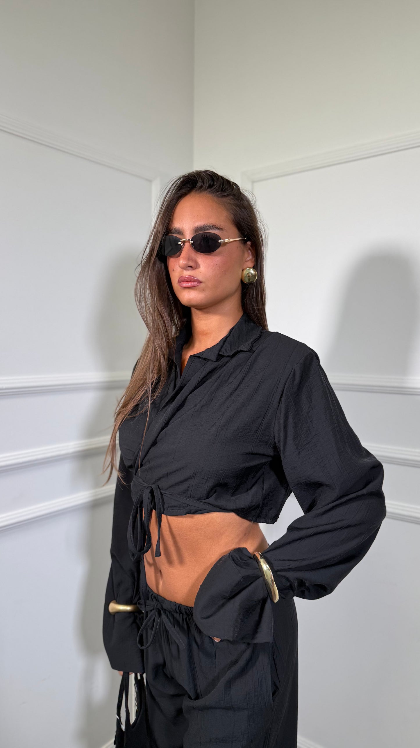 Coordinato con spalline Cancun nero 8212