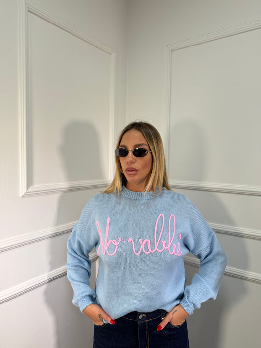 Pullover misto lana No vabbè azzurro 258428