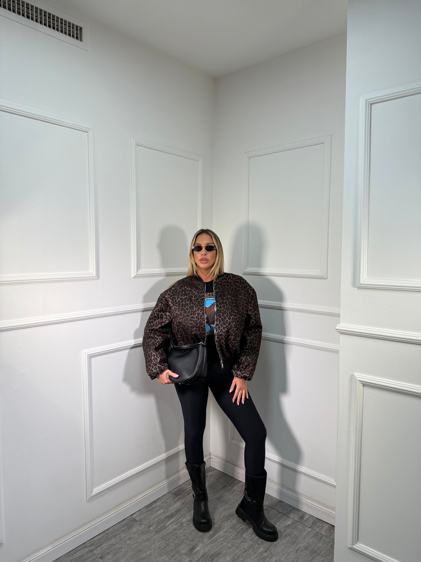 Bomber in misto lana maculato 6790