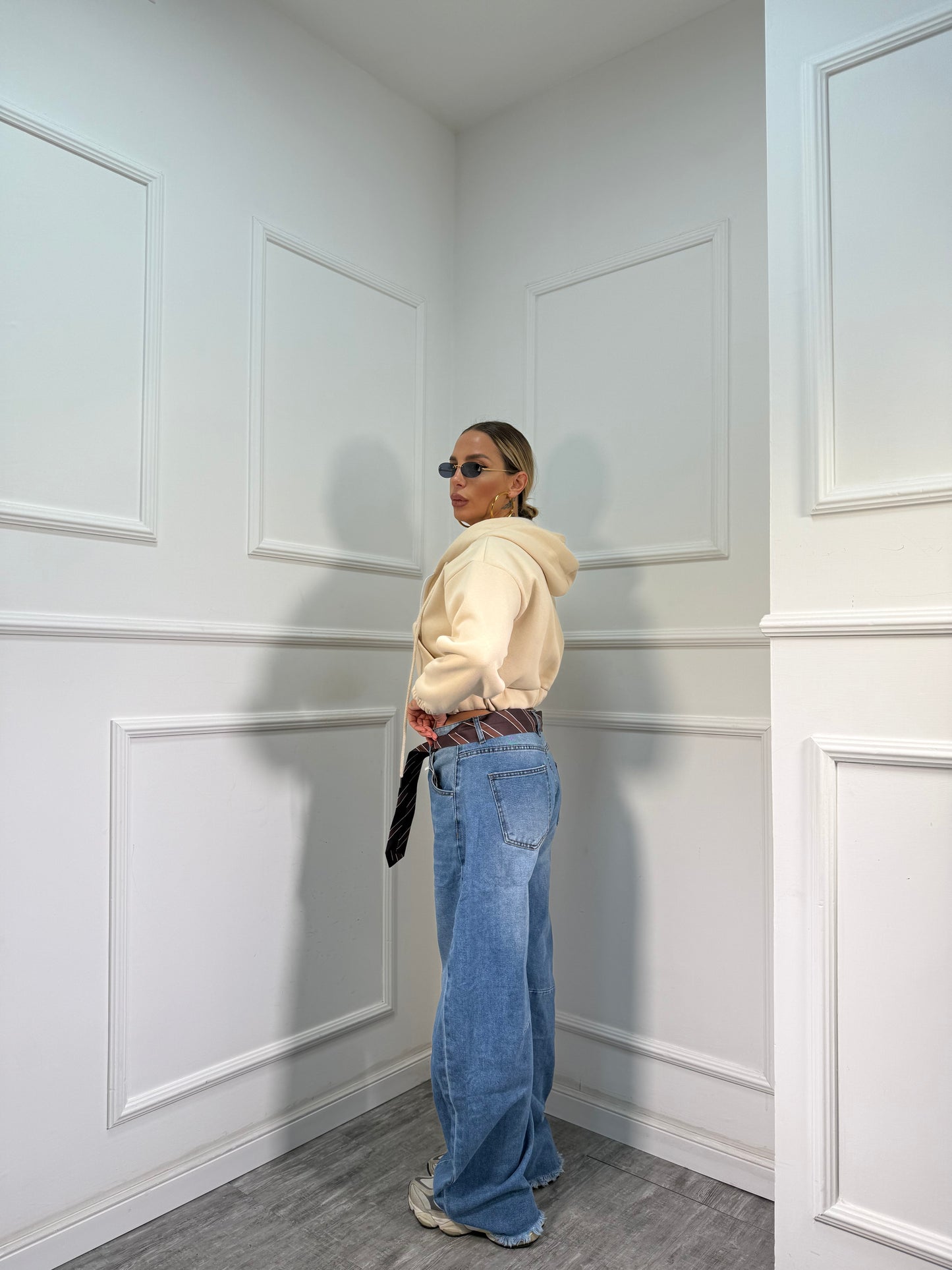 Jeans balloon con cravatta Kesha lavaggio chiaro 0721